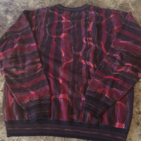 🔥VTG Coogi Style Protege Collection Maroon Multi Textured Crewneck Sweater L - Picture 8 of 11